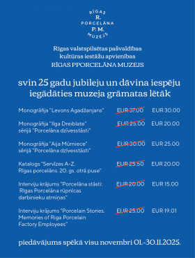 Akcijas cenas Rīgas Porcelāna muzeja grāmatām